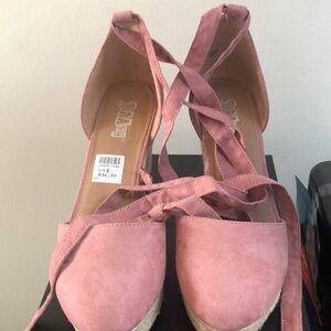 Mauve/Soft Pink Closed Lace up Espadrille